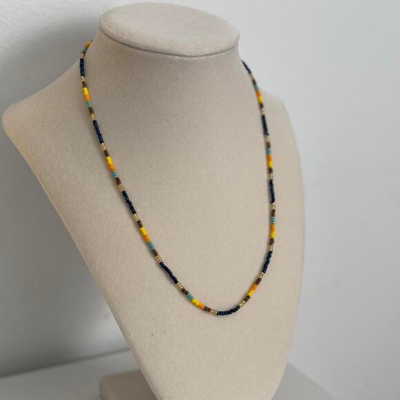 Other Jewelry - Yellow Blue Beaded Necklace Handmade Colorful Jewelry Unique Artisan Gift